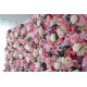 purple and pink roses and green leaves cloth roll up flower wall fabric hanging curtain plant wall event party wedding backdrop