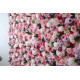 purple and pink roses and green leaves cloth roll up flower wall fabric hanging curtain plant wall event party wedding backdrop