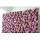 purple and pink roses and hydrangeas cloth roll up flower wall fabric hanging curtain plant wall event party wedding backdrop