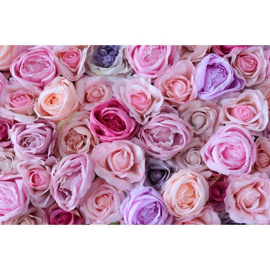 purple and rose roses and pink roses and peonies cloth roll up flower wall fabric hanging curtain plant wall event party wedding backdrop