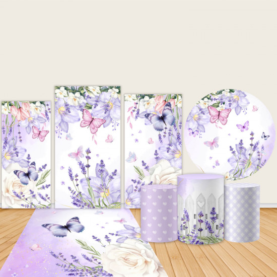 purple butterfly flower theme aesthetic party backdrop