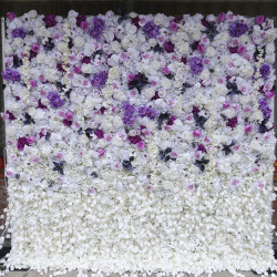 purple and white gradient artificial flower wall backdrop