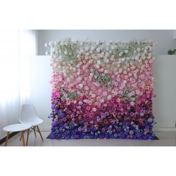 purple hydrangea and white rose cloth flower wall fabric rollin up reed pampas grass curtain floral wall wedding backdrop party event props