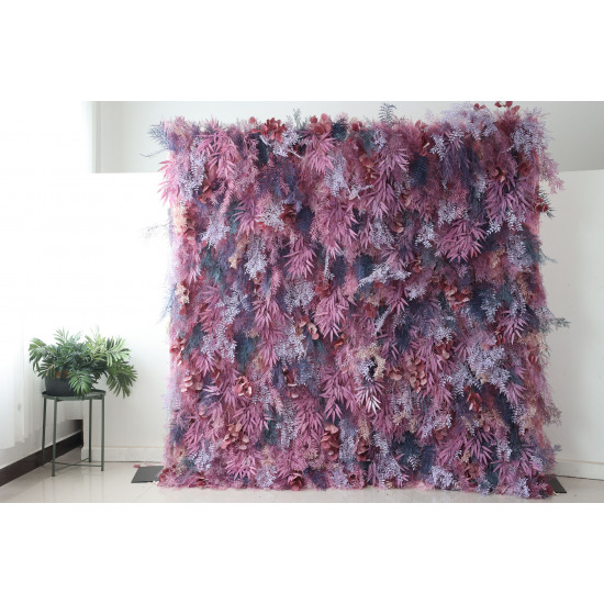 purple mixed grass wall cloth roll up flower wall fabric hanging curtain plant wall event party wedding backdrop