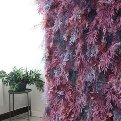 purple mixed grass wall cloth roll up flower wall fabric hanging curtain plant wall event party wedding backdrop