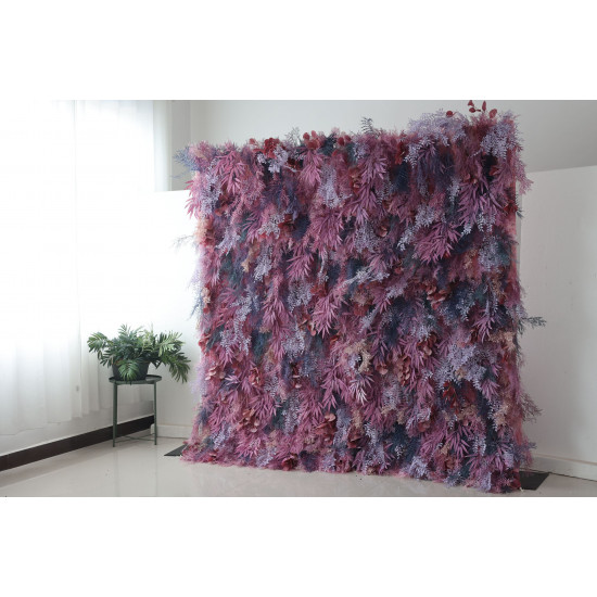 purple mixed grass wall cloth roll up flower wall fabric hanging curtain plant wall event party wedding backdrop