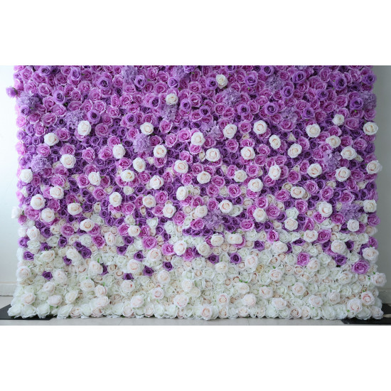 purple rose gradient cloth flower wall fabric rollin up reed pampas grass curtain floral wall wedding backdrop party event props