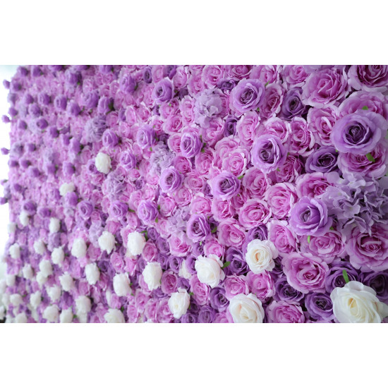 purple rose gradient cloth flower wall fabric rollin up reed pampas grass curtain floral wall wedding backdrop party event props