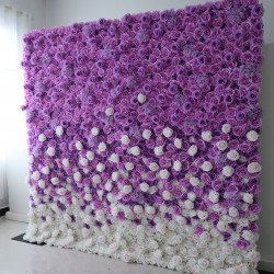 purple rose gradient cloth flower wall fabric rollin up reed pampas grass curtain floral wall wedding backdrop party event props