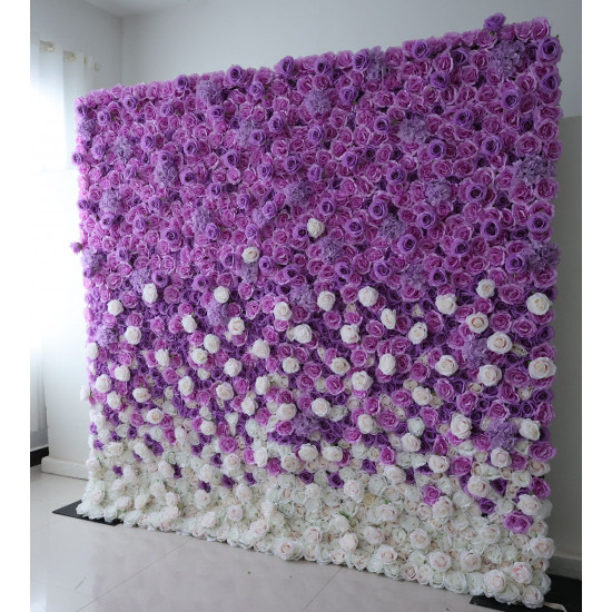 purple rose gradient cloth flower wall fabric rollin up reed pampas grass curtain floral wall wedding backdrop party event props