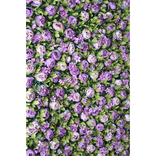 purple roses and green leaves cloth roll up flower wall fabric hanging curtain plant wall event party wedding backdrop