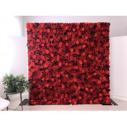 red and crimson roses cloth roll up flower wall fabric hanging curtain plant wall event party wedding backdrop