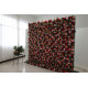 red pink orange roses and green leaves cloth roll up flower wall fabric hanging curtain plant wall event party wedding backdrop