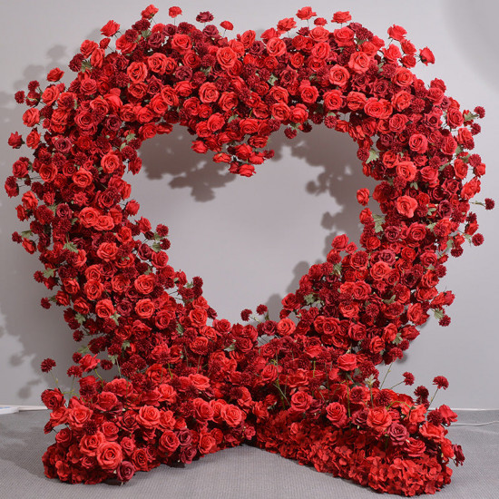 red roses heart shape, floral arch, wedding arch backdrop, including frame