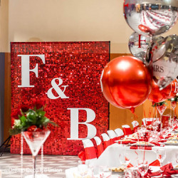 red shimmer wall panels – easy setup wedding/event/theme party decorations