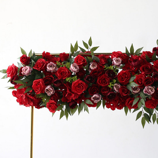 pink wedding arch flowers, red artificial wedding flowers, diy wedding flowers, wedding faux flowers