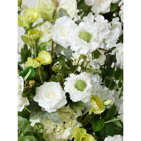 white 7 green wedding flowers gate, white artificial wedding flowers, diy wedding flowers, wedding faux flowers