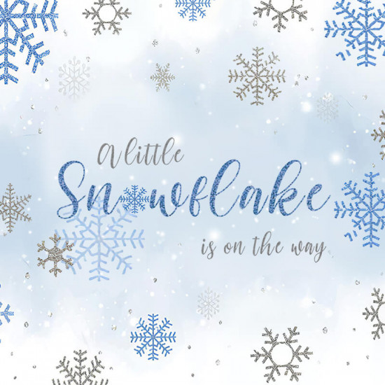 winter a little snowflake is on the way boys baby shower backdrop